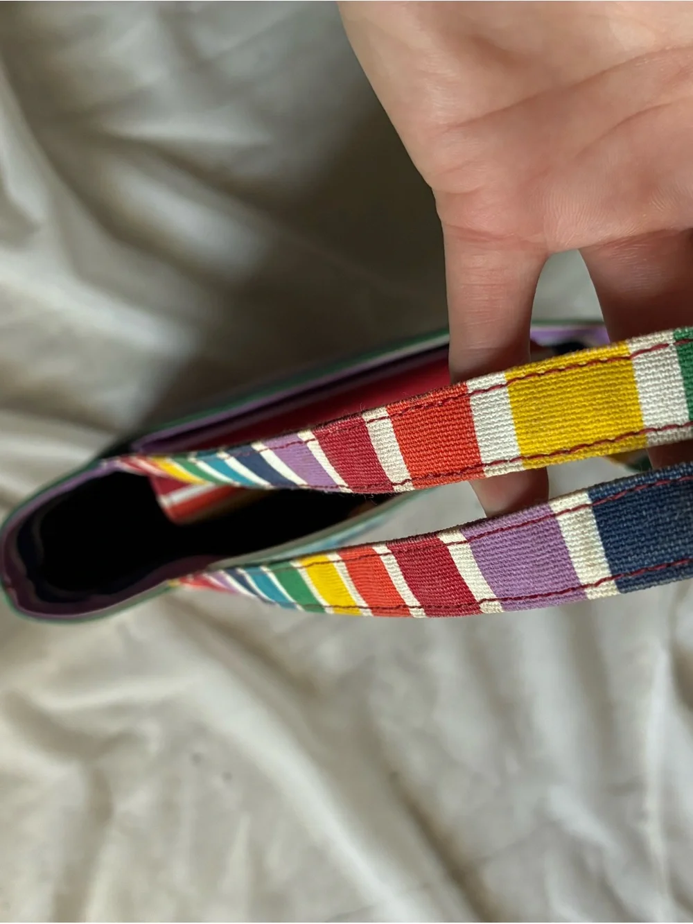 RARE Kate Spade Striped Multicolor Canvas Tote Bag